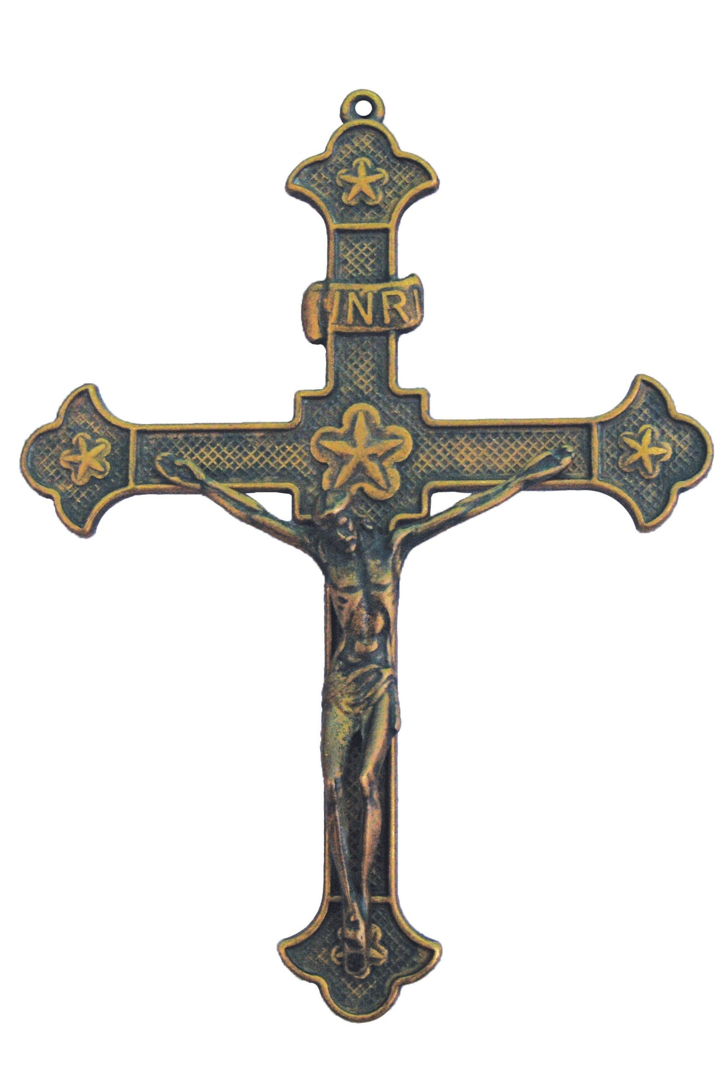 Crucifix in Antiqued Brass 8.25"