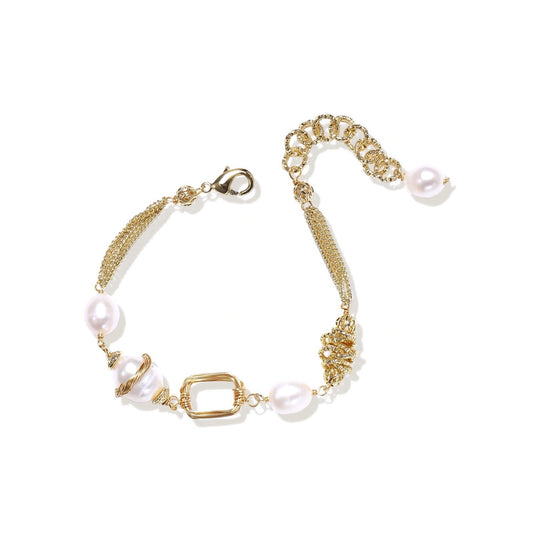 Golden Pearl Chain Bracelet