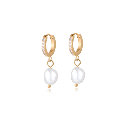 Pearl Drop Hoops