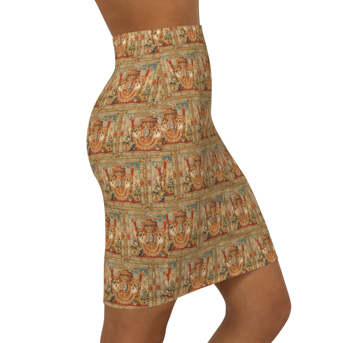 WOMEN'S MID-WAIST PENCIL SKIRT - Coat of Arms with Swans, Tapestry, 1691