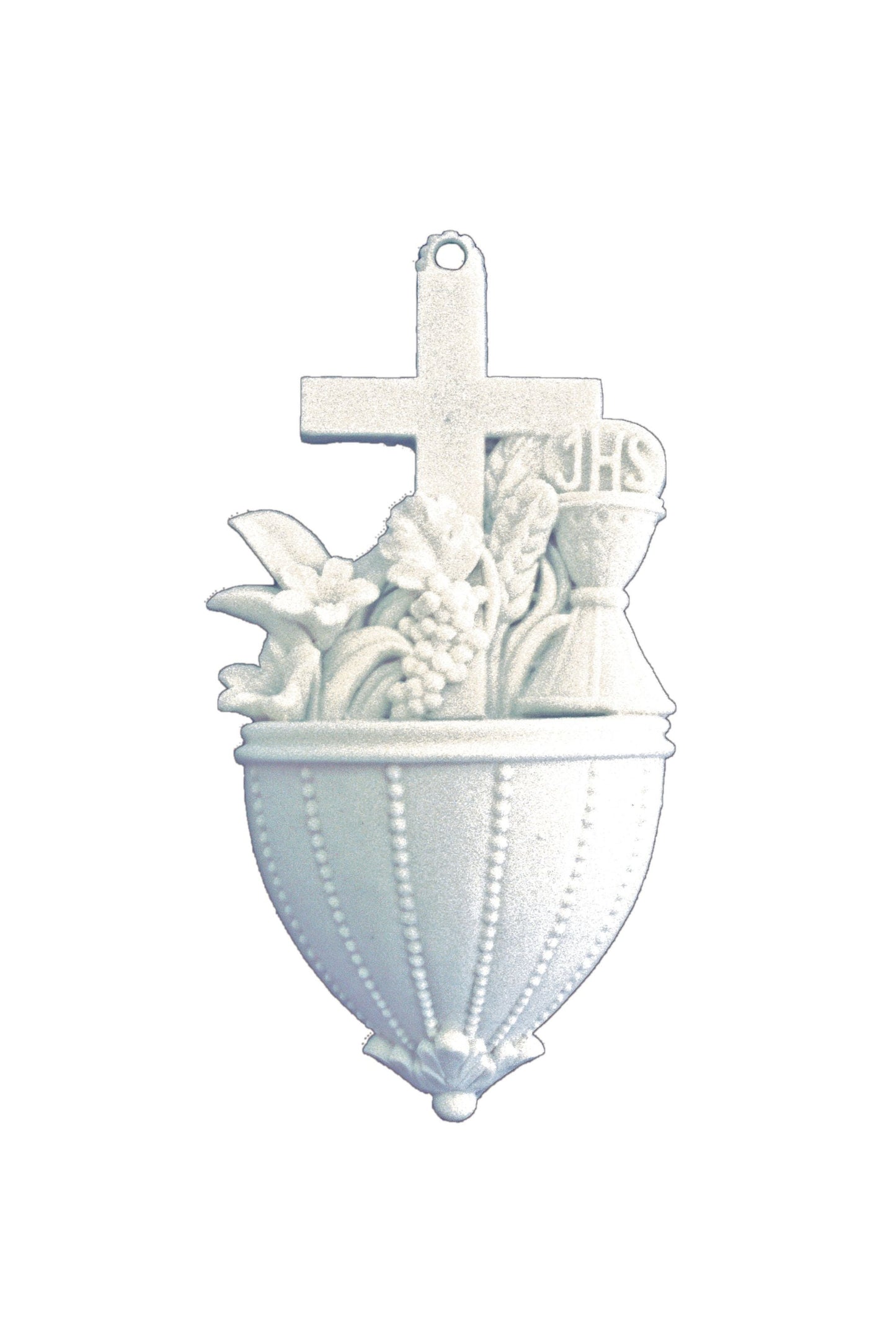 Communion Font with Lilies in White 5.5"