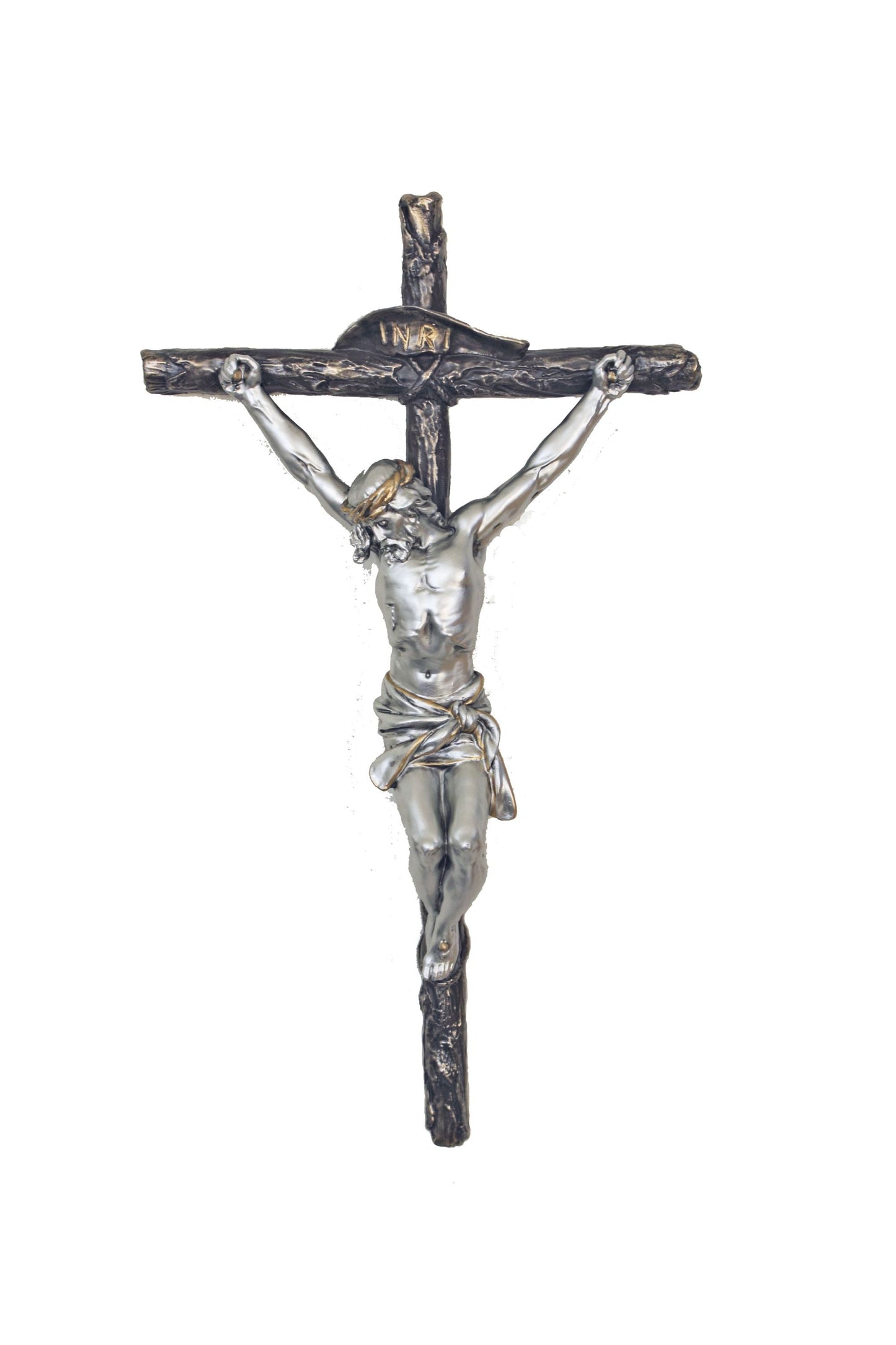 Crucifix in Cold Cast Bronze/Pewter Style 16"