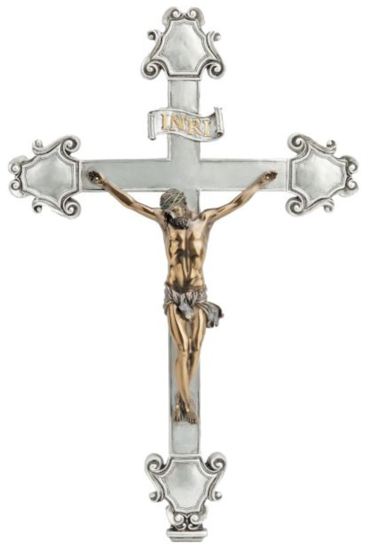 Crucifix in Pewter Style/Cold Cast Bronze 16"