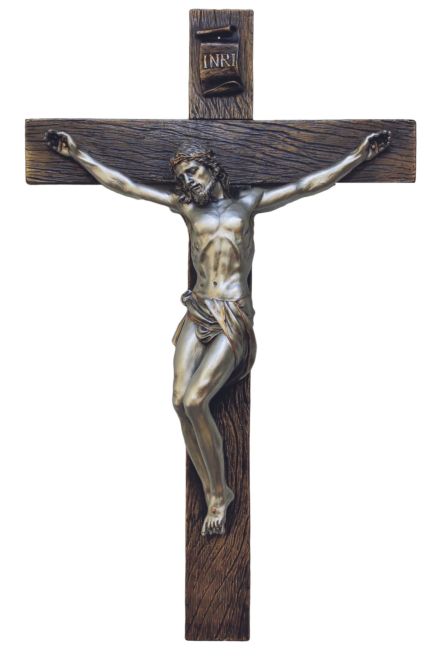 Crucifix in Cold Cast Bronze/Pewter Style 17"