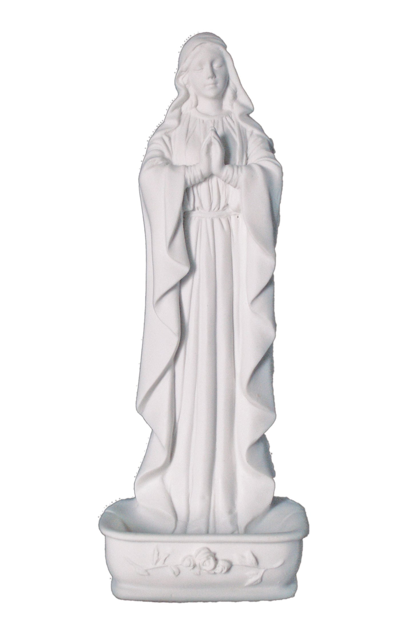 Praying Virgin Rosary Holder/Font in White 6.25"