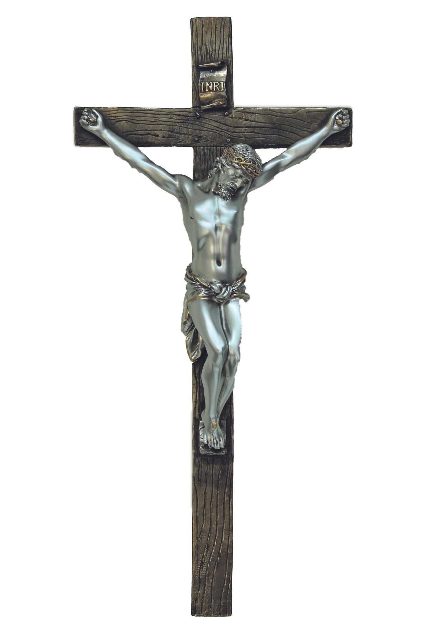 Crucifix in Cold Cast Bronze/Pewter Style 13"