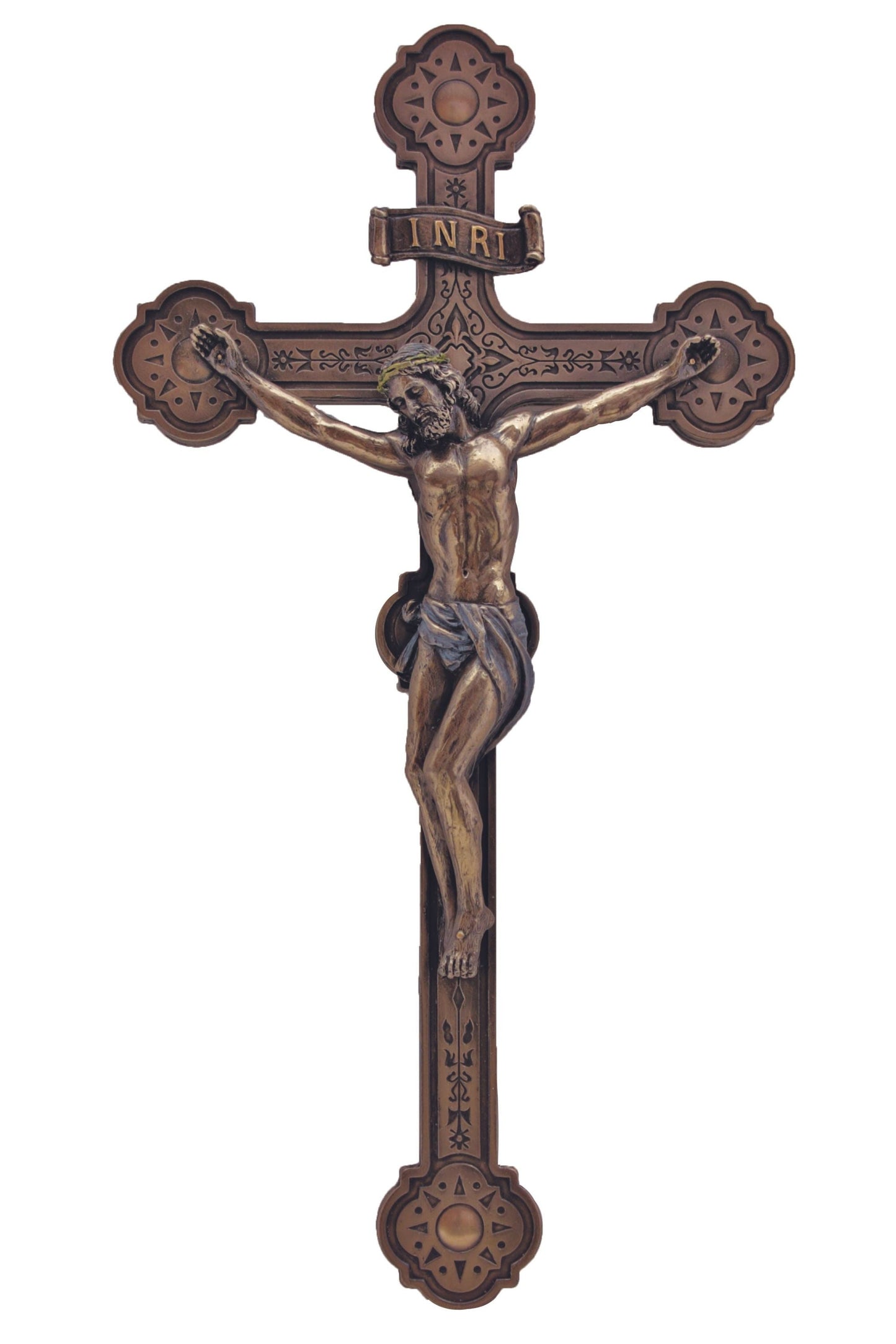 Ornate Crucifix Cold Cast Bronze 14"