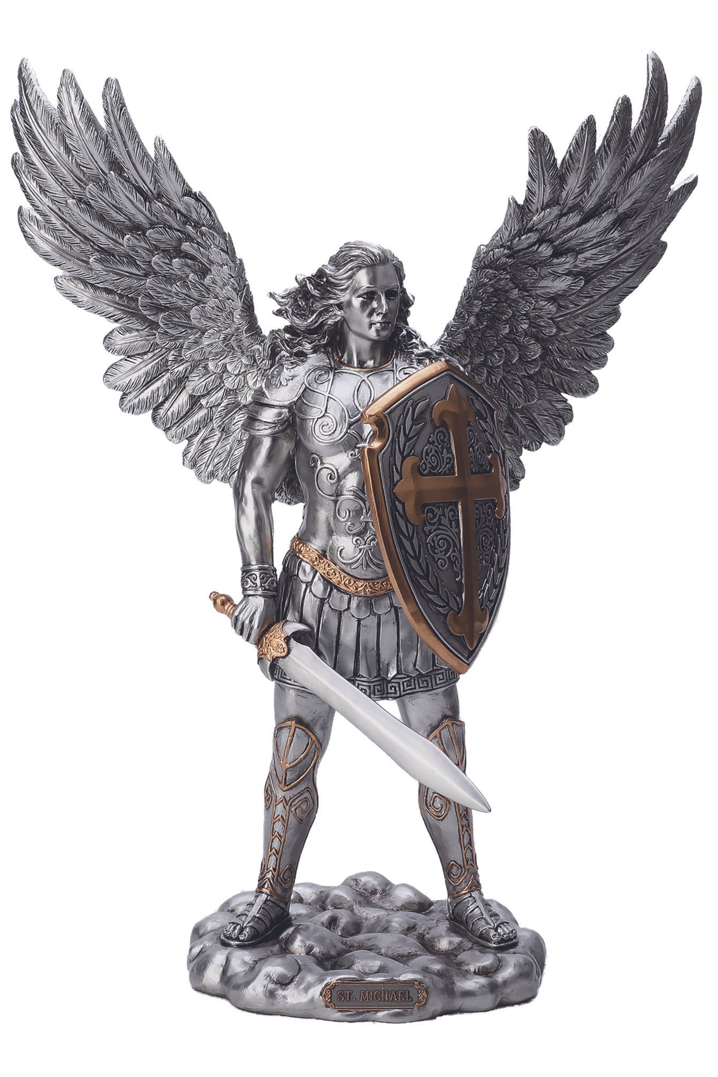 St. Michael w/o Devil in Pewter Style 13.5"
