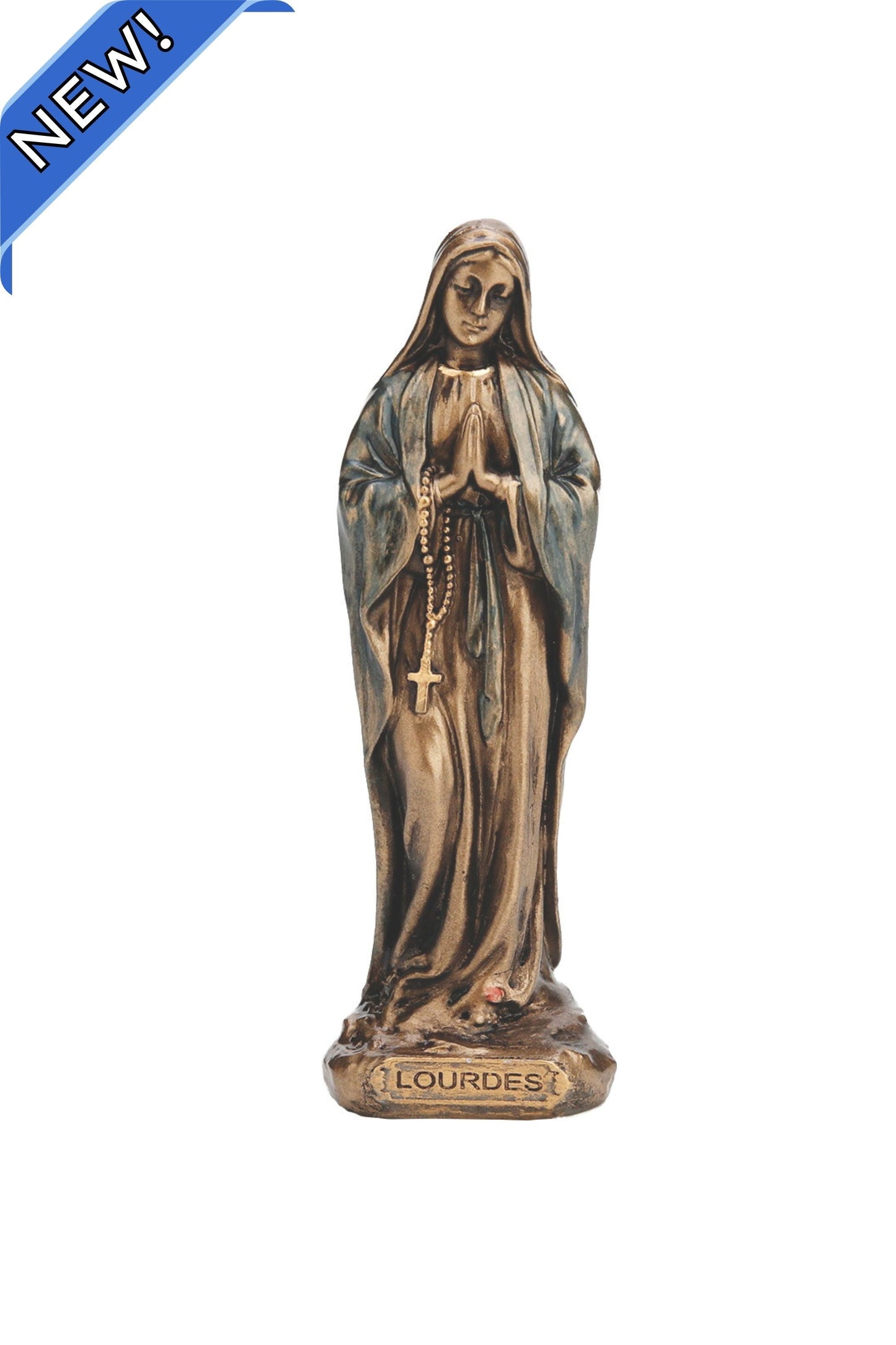 O.L of Lourdes in Cold Cast Bronze 3.25"