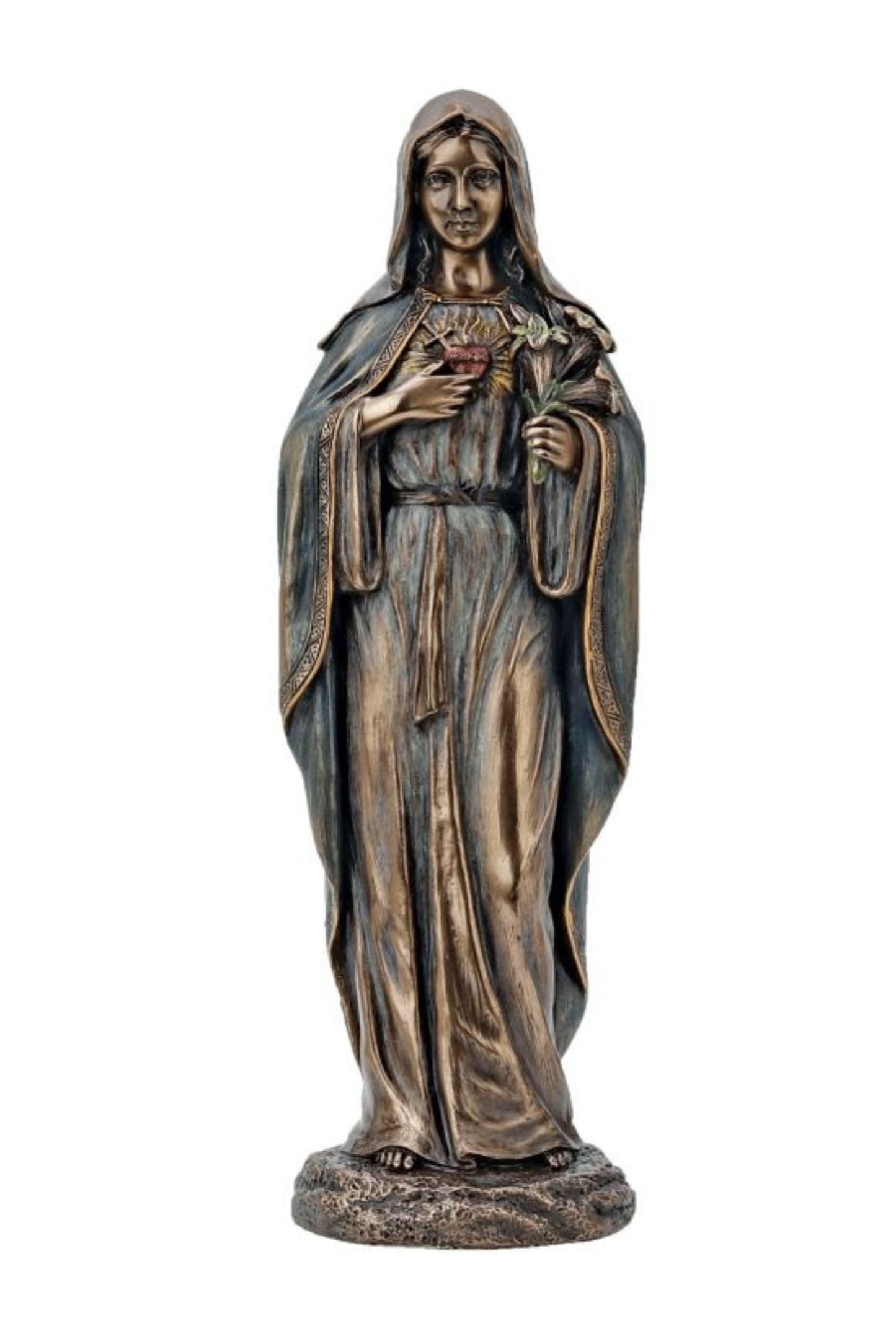 Immaculate Heart of Mary in Cold Cast Bronze 8"