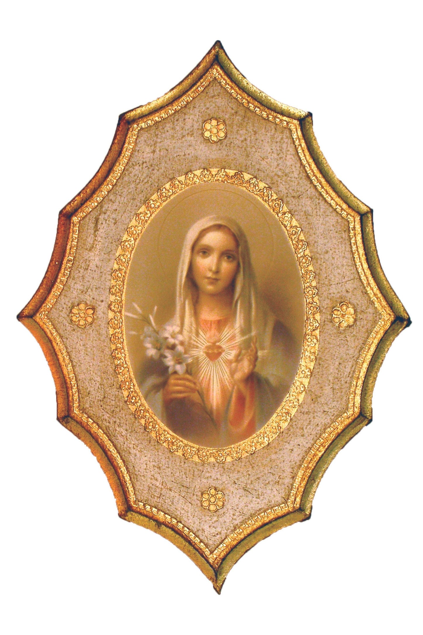 Immaculate Heart Of Mary Florentine Plaque 7.5X10.5"