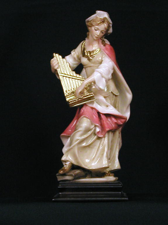 St. Cecilia Hand-Painted Alabaster 8"