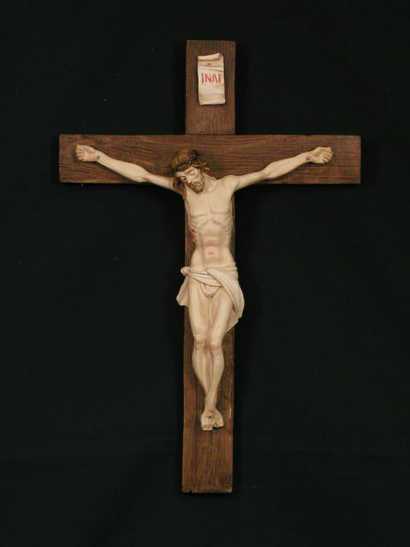 Crucifix With Alabaster Cross And Corpus 15"