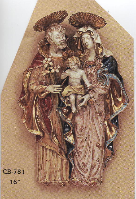 Holy Family Wall Plaque Hand-Painted Ceramic 16"