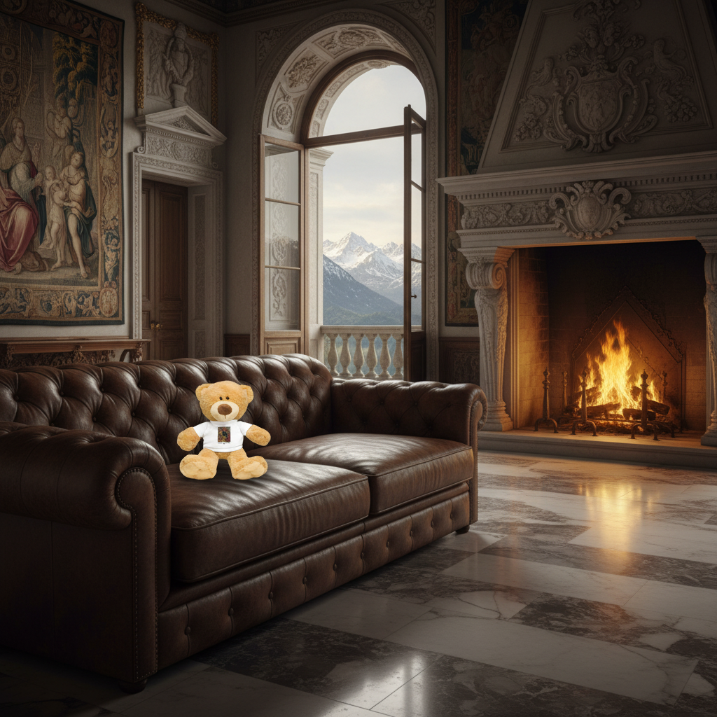 Tiny 9 inch Madonna and Child teddy bear showing smaller scale