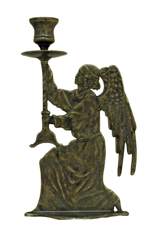 Angel Candle Holder in Antique Brass 9.75"
