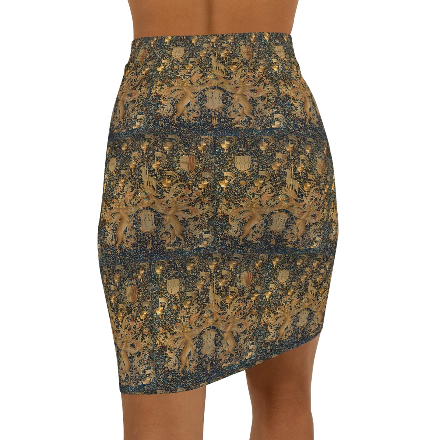 WOMEN'S MID-WAIST PENCIL SKIRT - Tapestry with Armorial Bearings, Coat of Arms, 1488