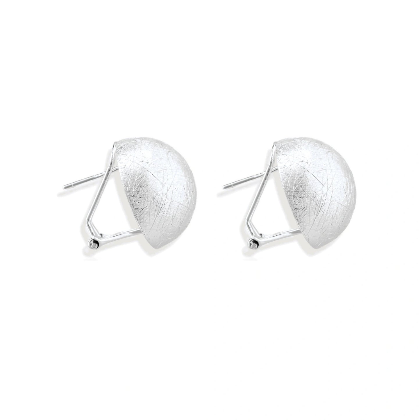 Brushed Silver Dome Earrings