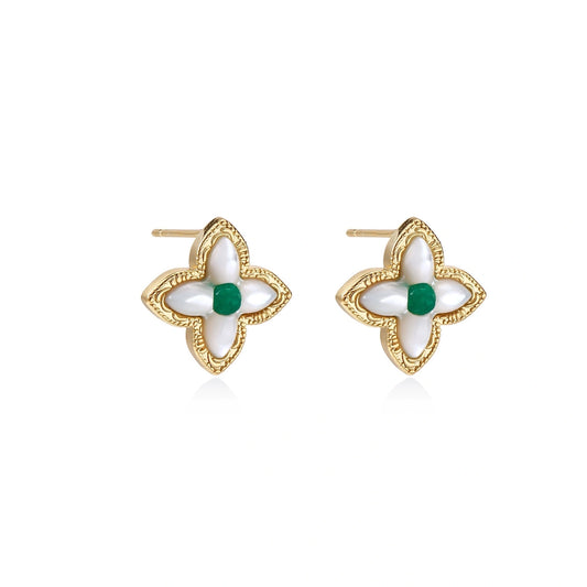 Lucky Clover Pearl Studs