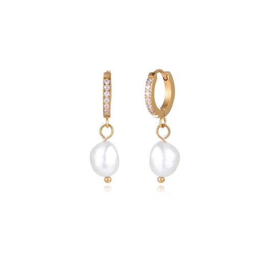 Pearl Drop Hoops