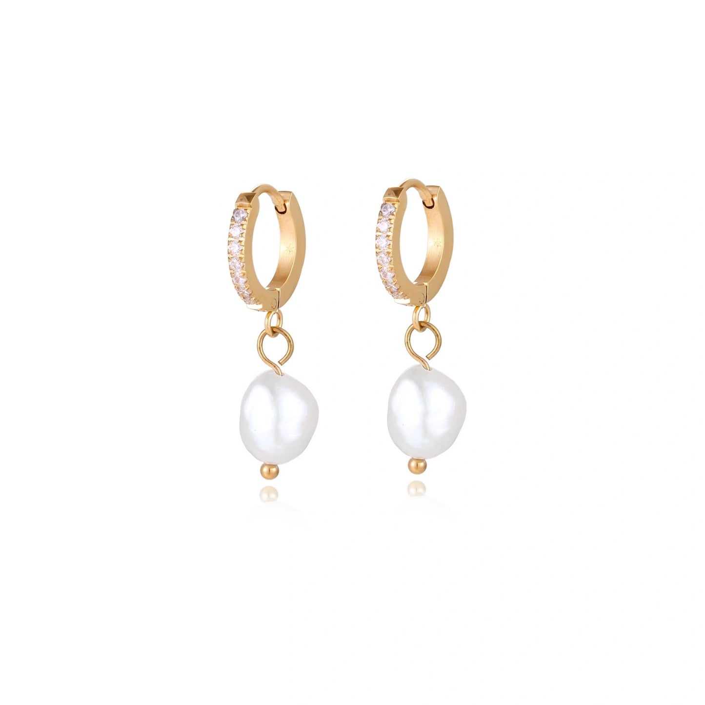 Pearl Drop Hoops