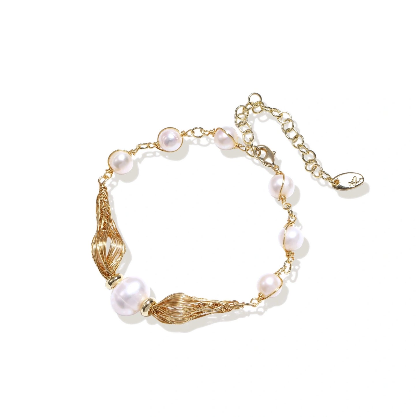Golden Spiral Pearl Bracelet