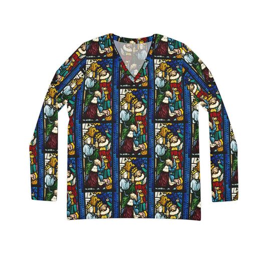 Women's Long Sleeve V-Neck Shirt - The Adoration of the Magi, 1390