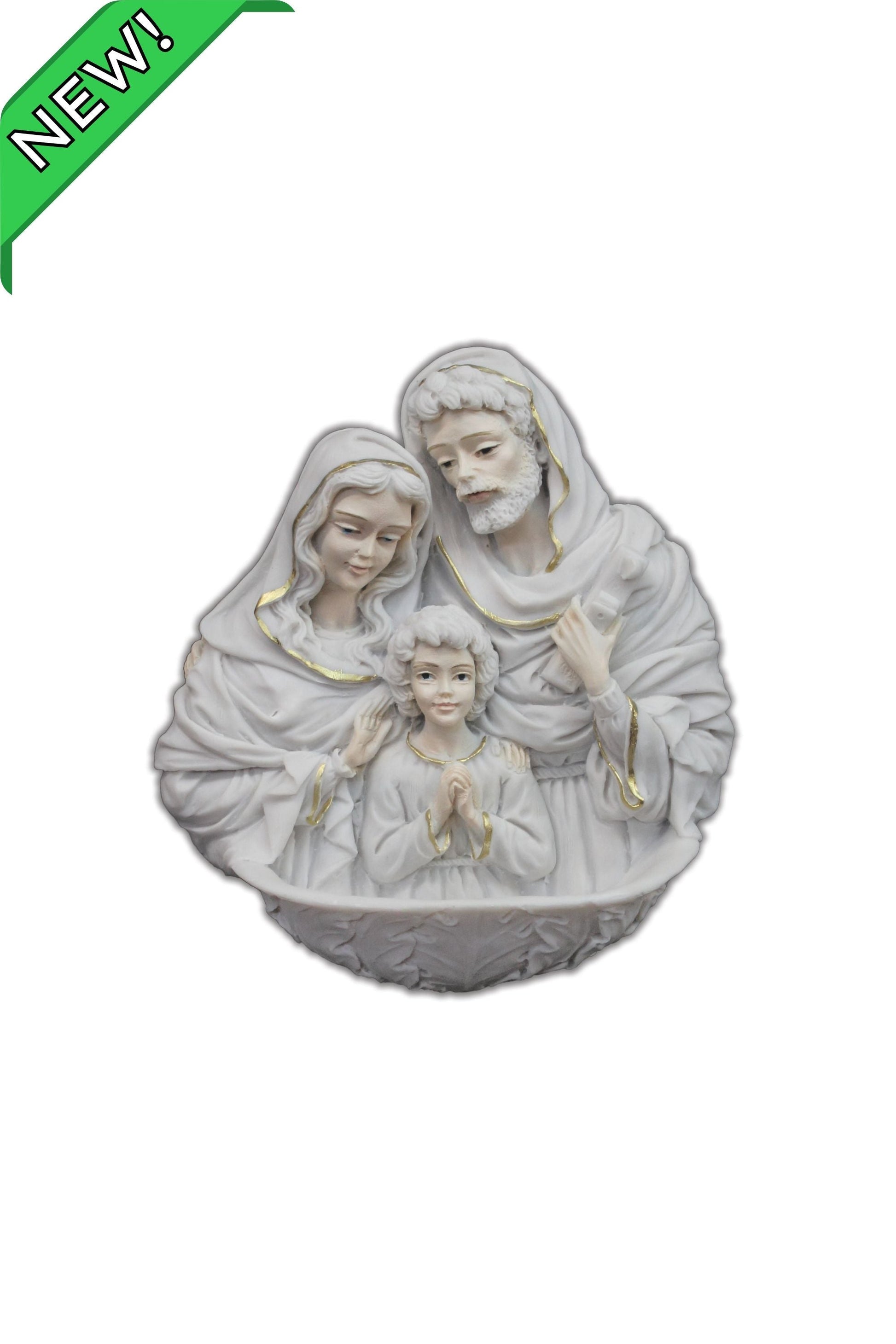 Holy Family Holy Water Font in White 7"