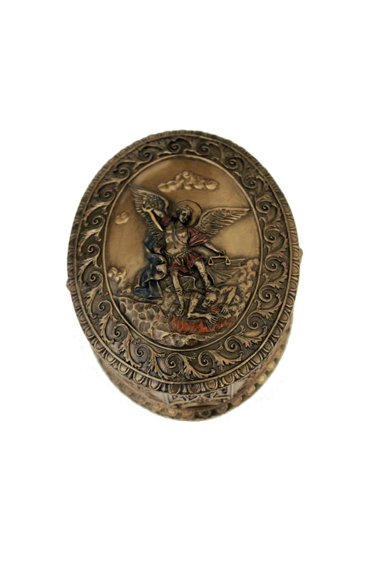 St. Michael Box in Cold Cast Bronze 3.75x4.5"