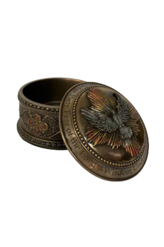 Holy Spirit Box in Cold Cast Bronze 4" dia