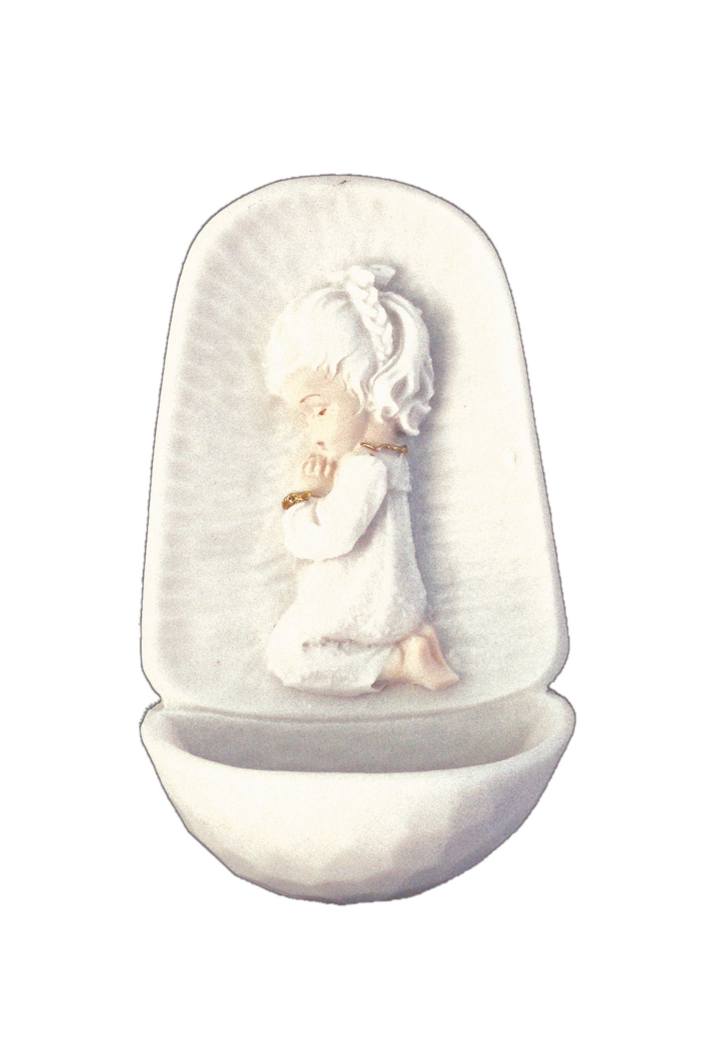 Praying Girl Font in White with Gold Highlights 4.5"