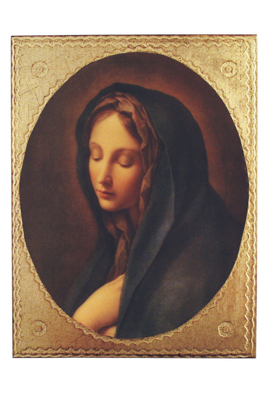 Our Lady of Sorrows by Carlos Dolci Florentine Plaque 9x12"