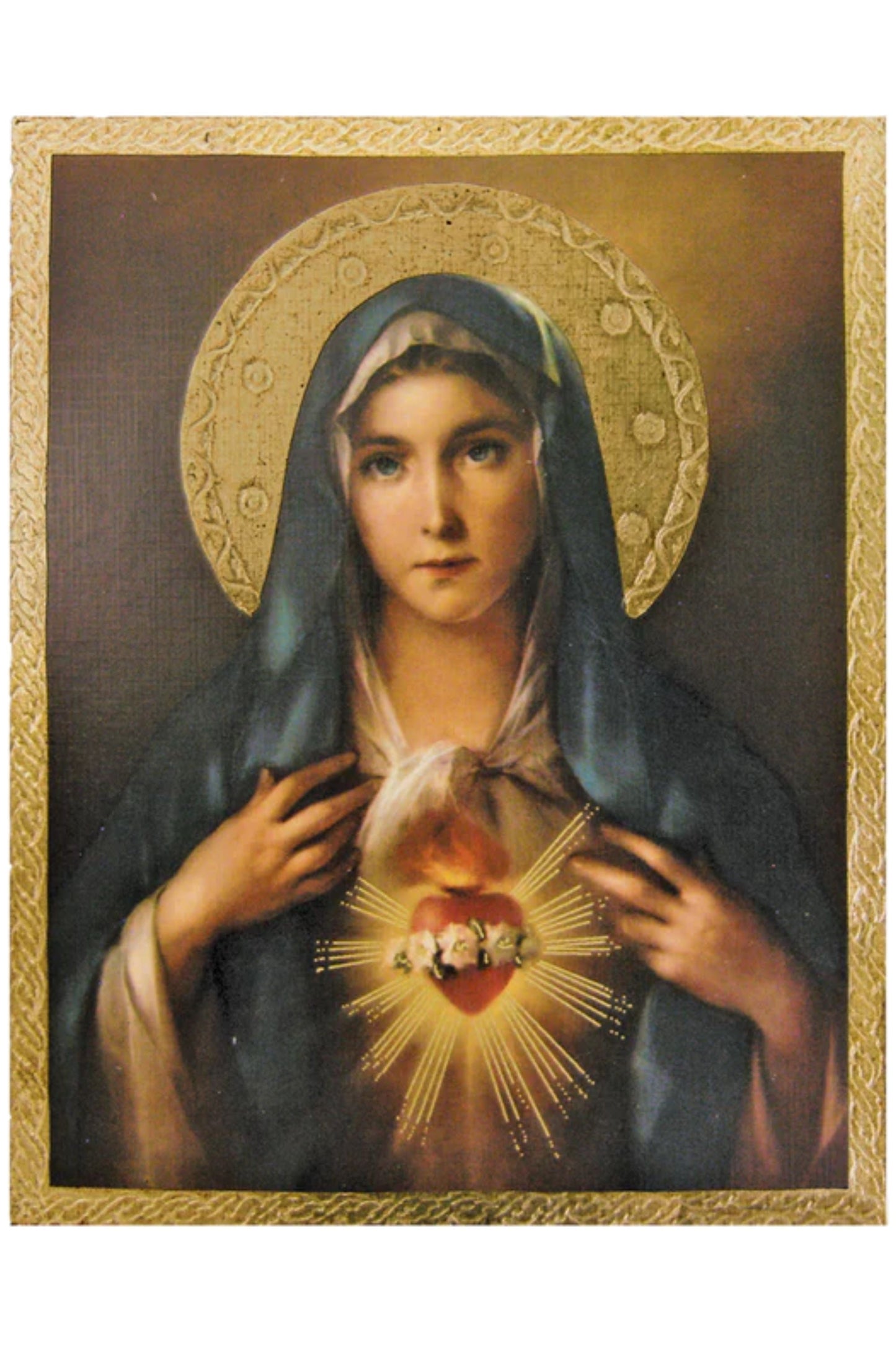 Immaculate Heart of Mary by Simeoni Florentine Plaque 13x16.5"