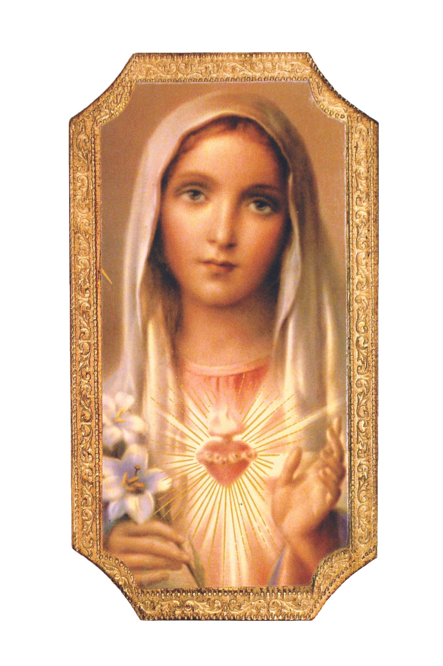 Immaculate Heart Of Mary Florentine Plaque 4.75X9"