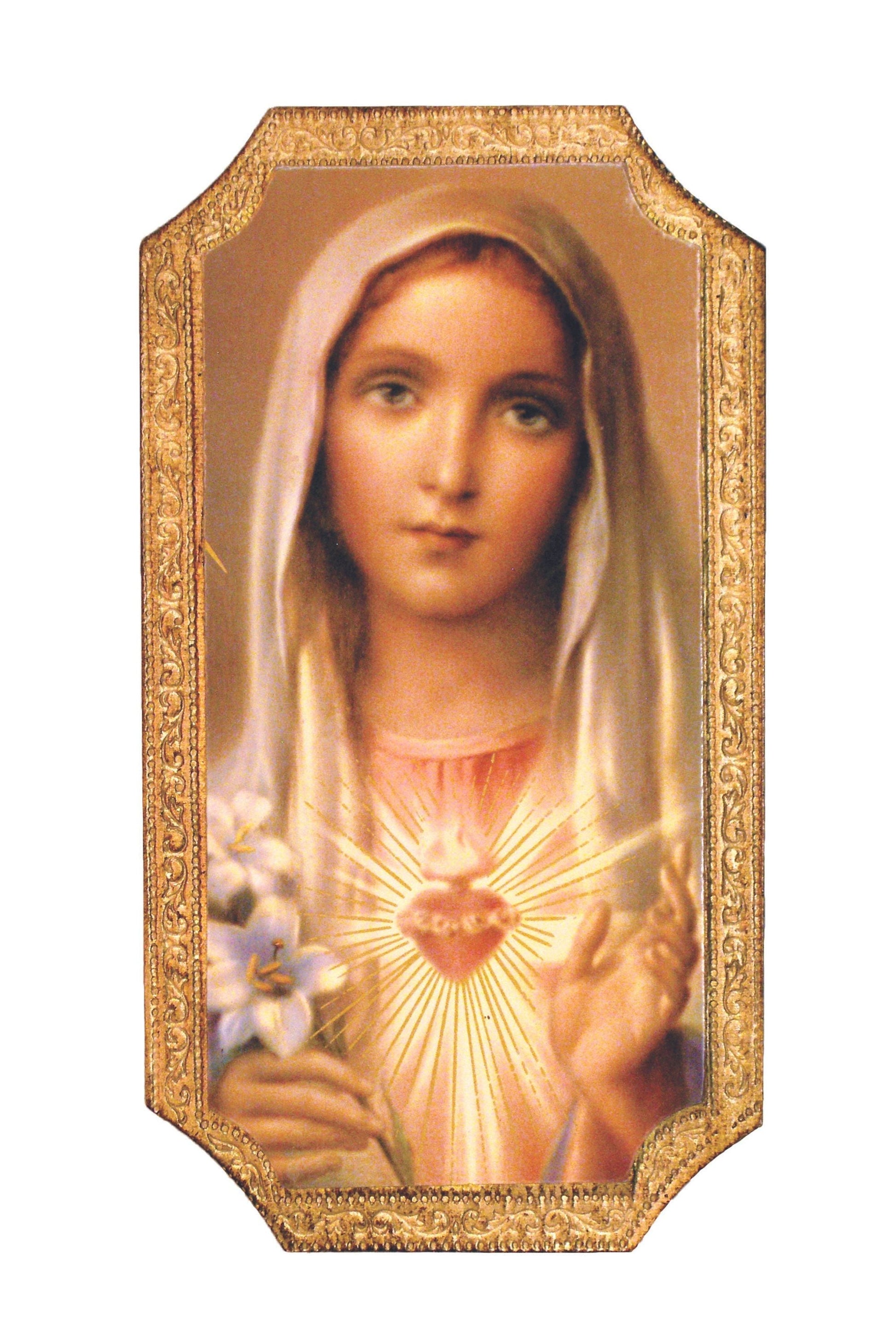 Immaculate Heart Of Mary Florentine Plaque 4.75X9"