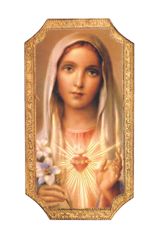 Immaculate Heart Of Mary Florentine Plaque 4.75X9"