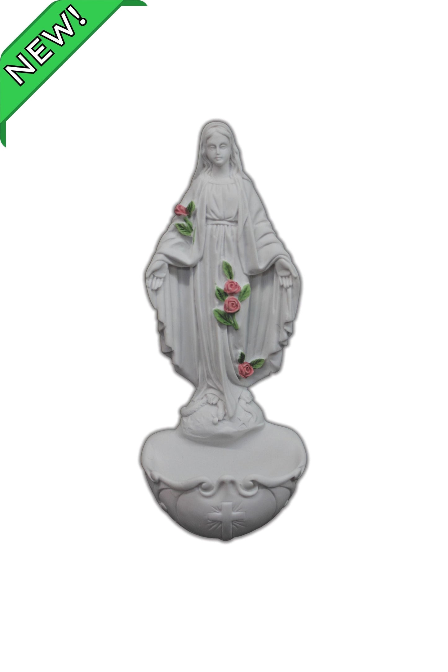 Lady of Grace Holy Water Font in White 8.5"
