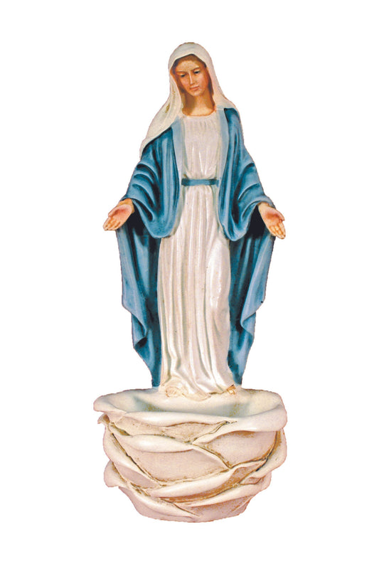 Standing/Hanging Lady of Grace Font in Color With Beige Bowl 6"