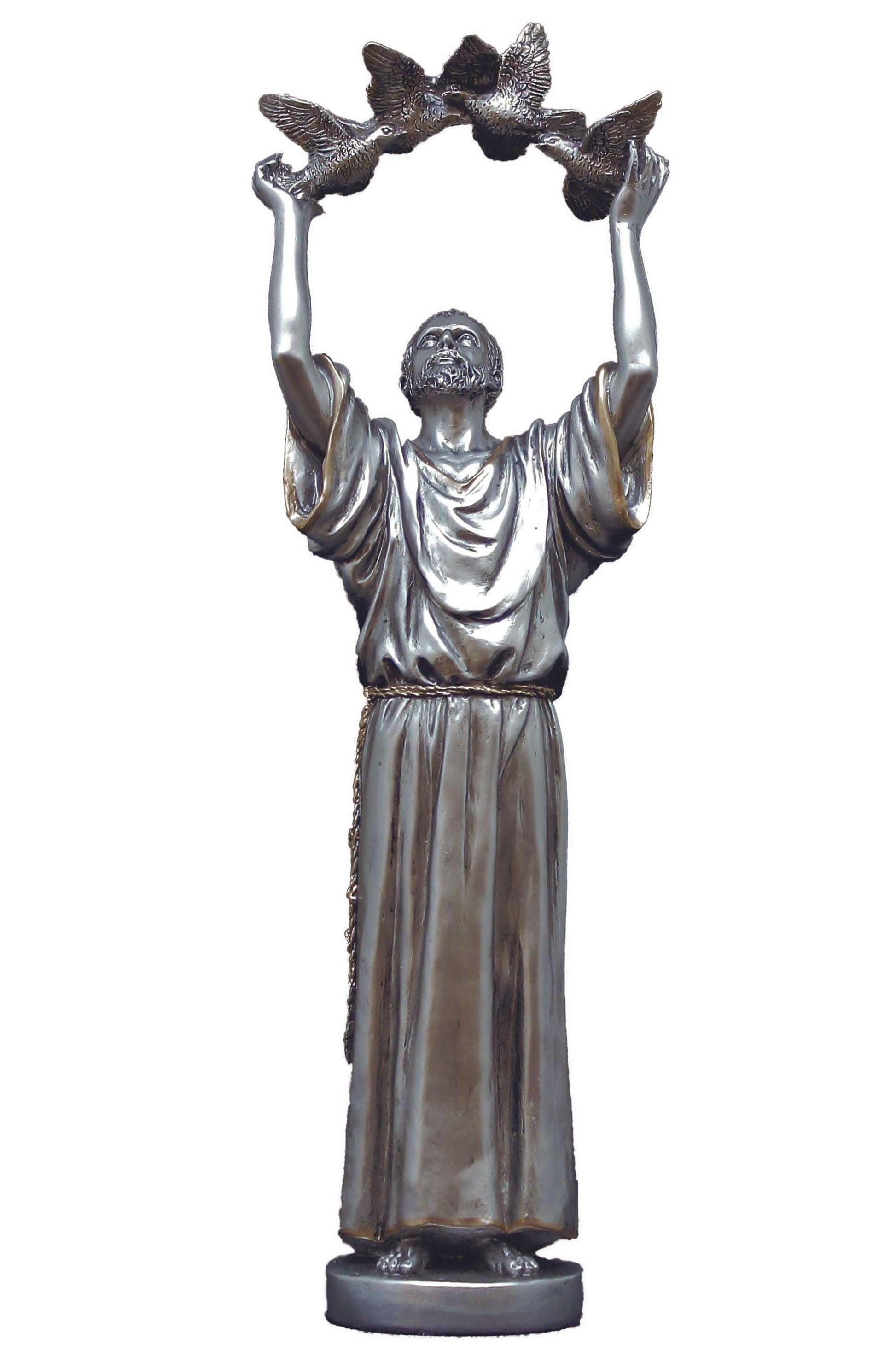 St. Francis in Pewter Style 11"