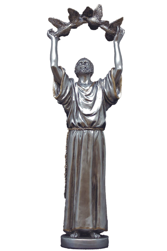 St. Francis in Pewter Style 11"