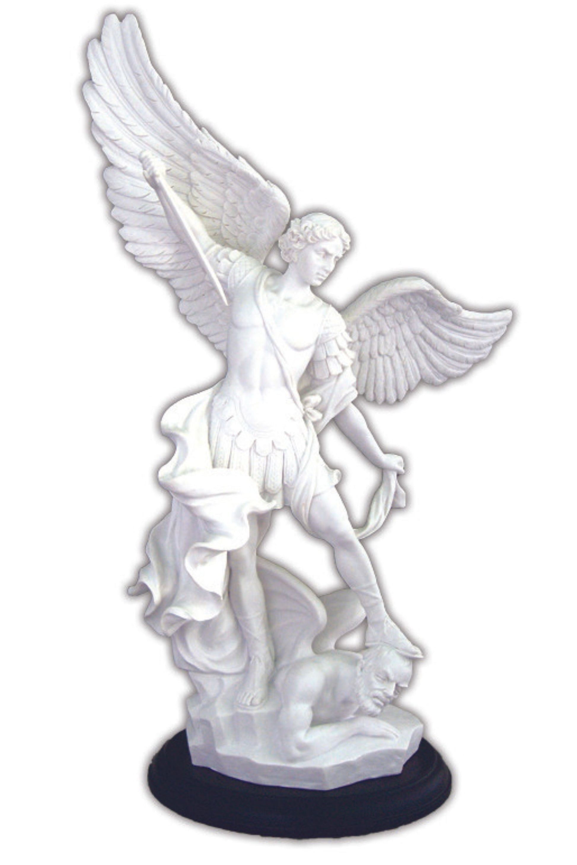St. Michael in White/Black Base 15"