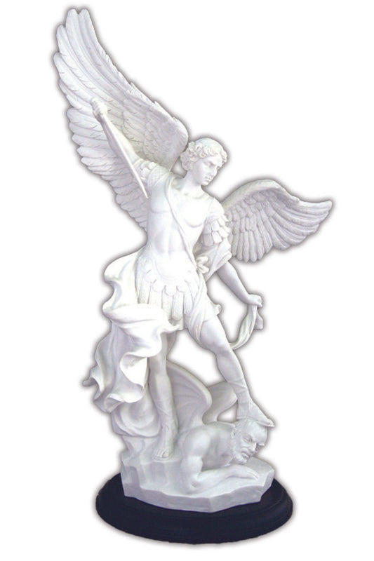 St. Michael in White/Black Base 15"