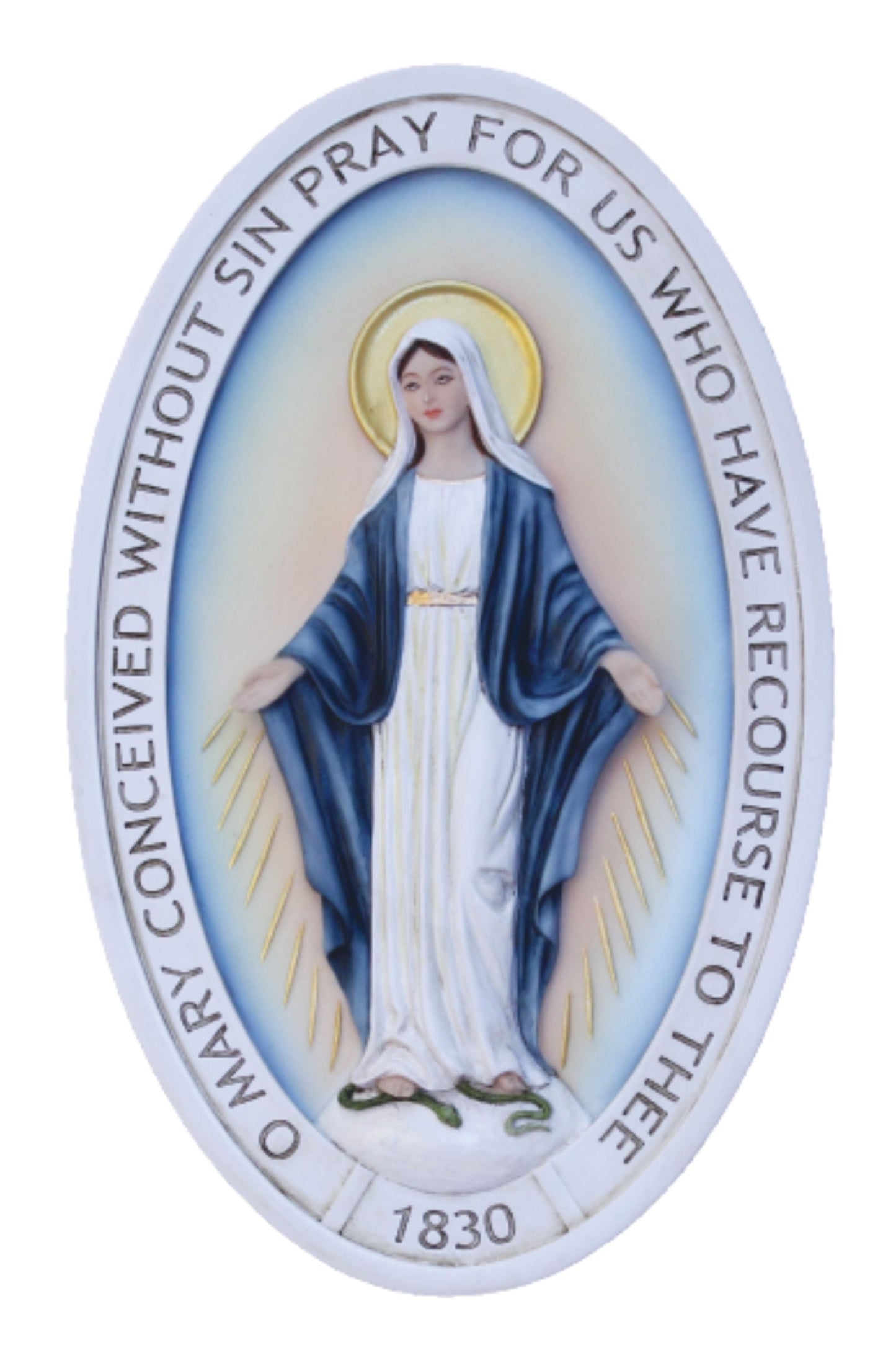 Miraculous Medal Plaque in Color 5x8"