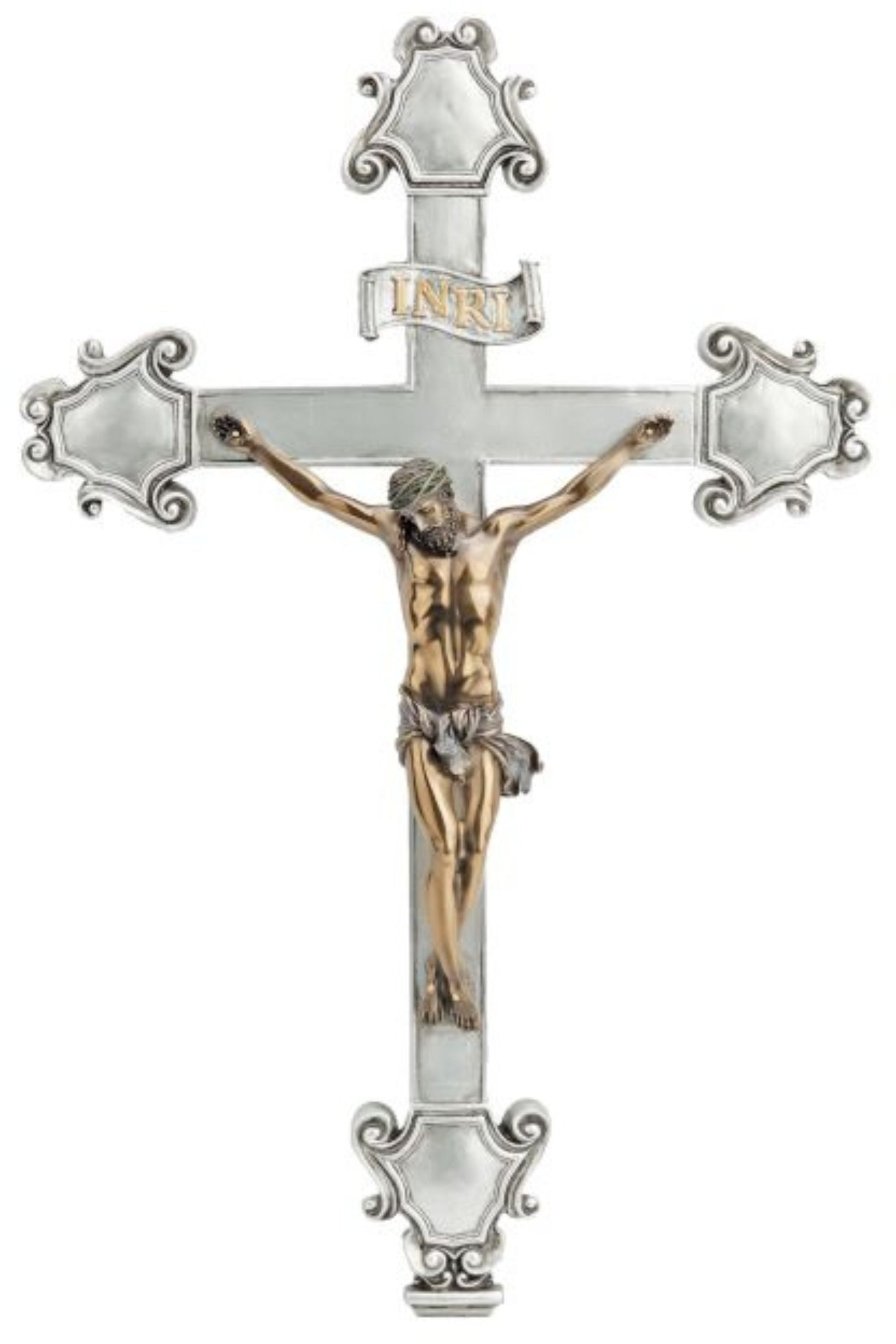 Crucifix in Pewter Style/Cold Cast Bronze 16"