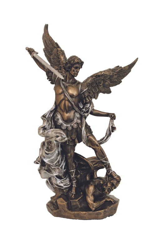 St. Michael in Cold Cast Bronze/Pewter Style 9"