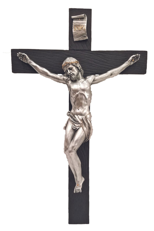 Crucifix in Black/Pewter Style 17"