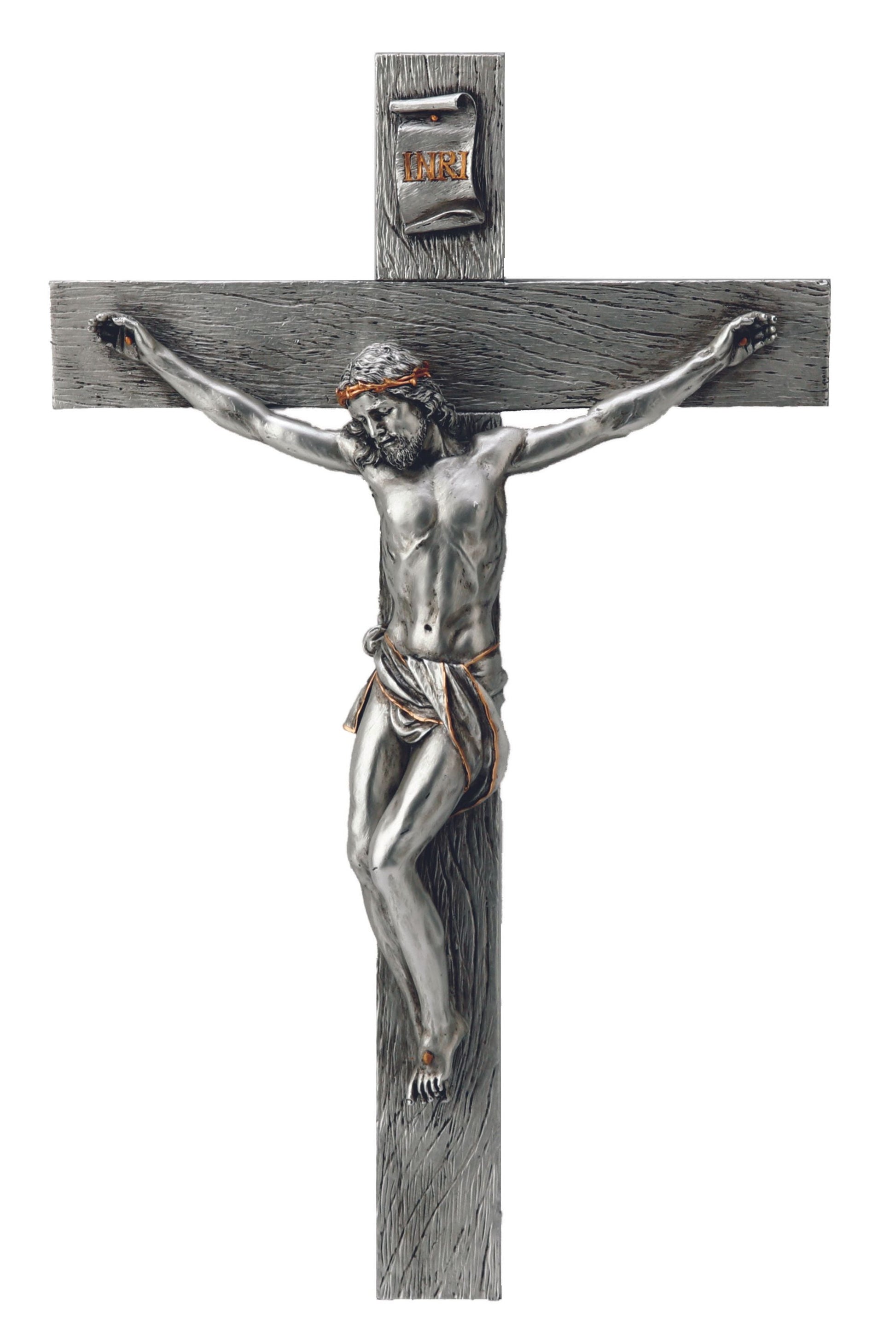 Crucifix in Pewter Style 17"