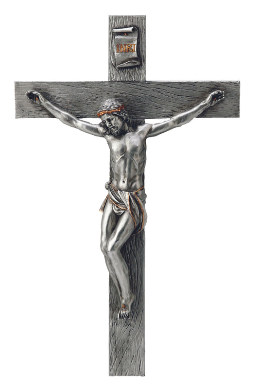 Crucifix in Pewter Style 17"