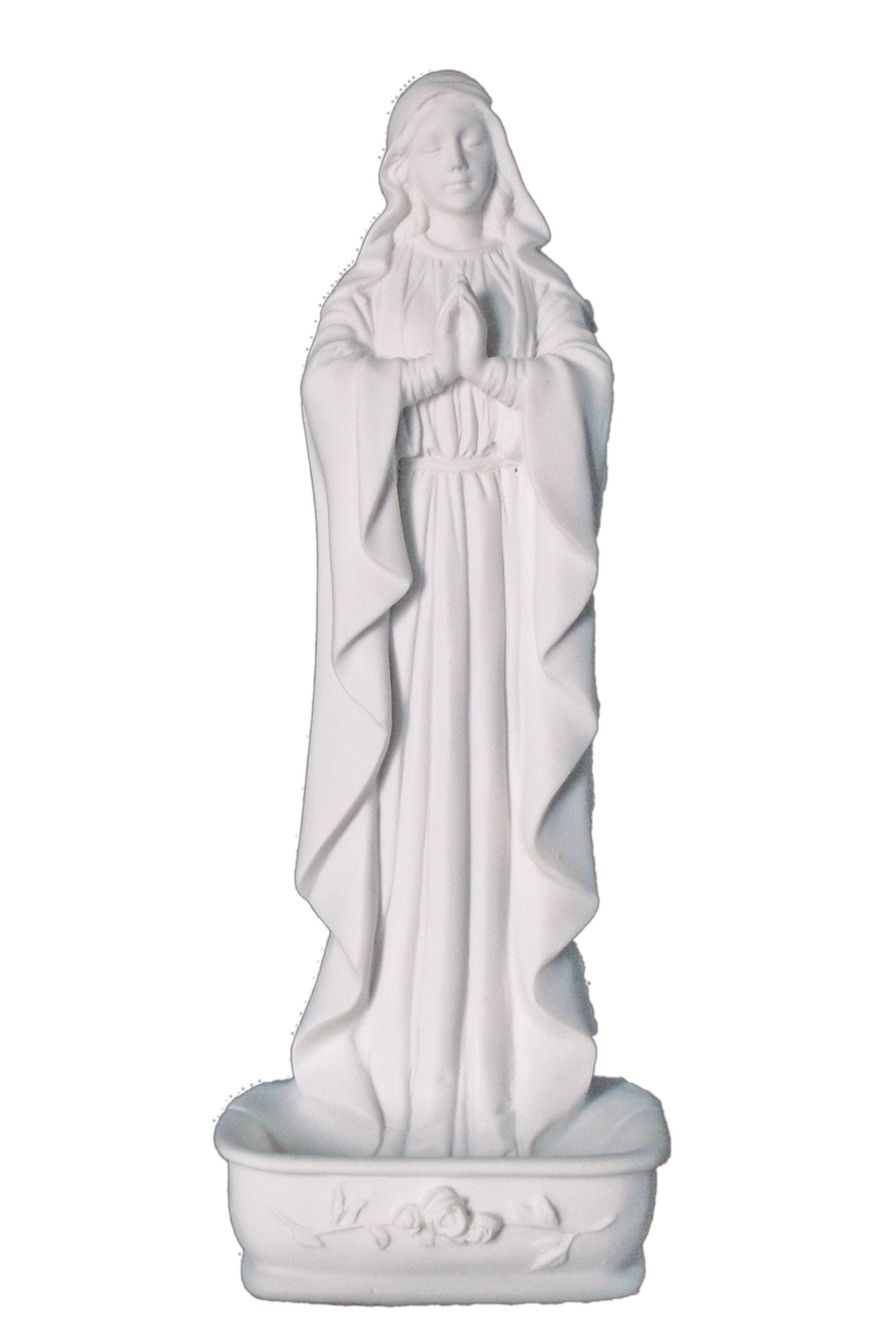 Praying Virgin Rosary Holder/Font in White 6.25"