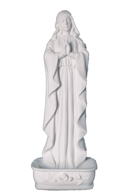 Praying Virgin Rosary Holder/Font in White 6.25"